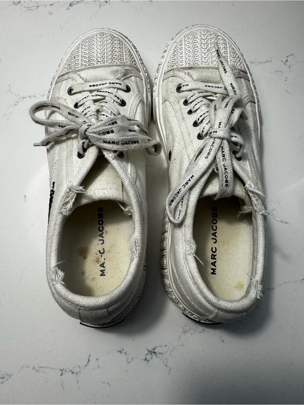Marc Jacobs “The Sneaker” Platform Canvas Sneakers – White